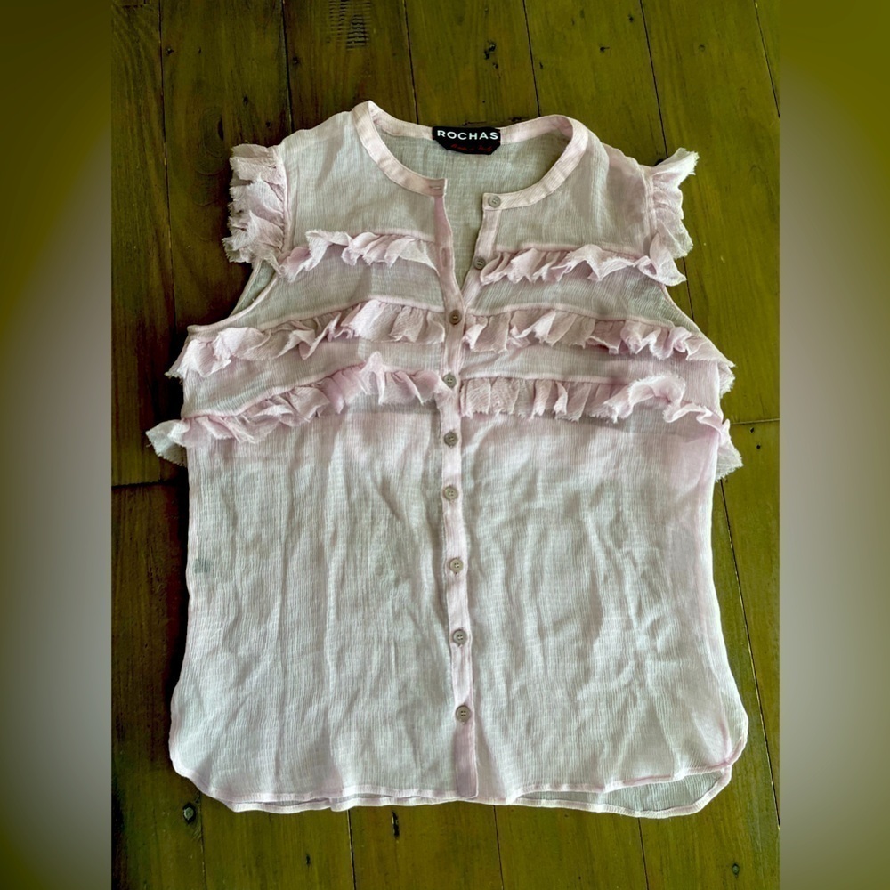 Rochas women ruffle light pink blouse IT38